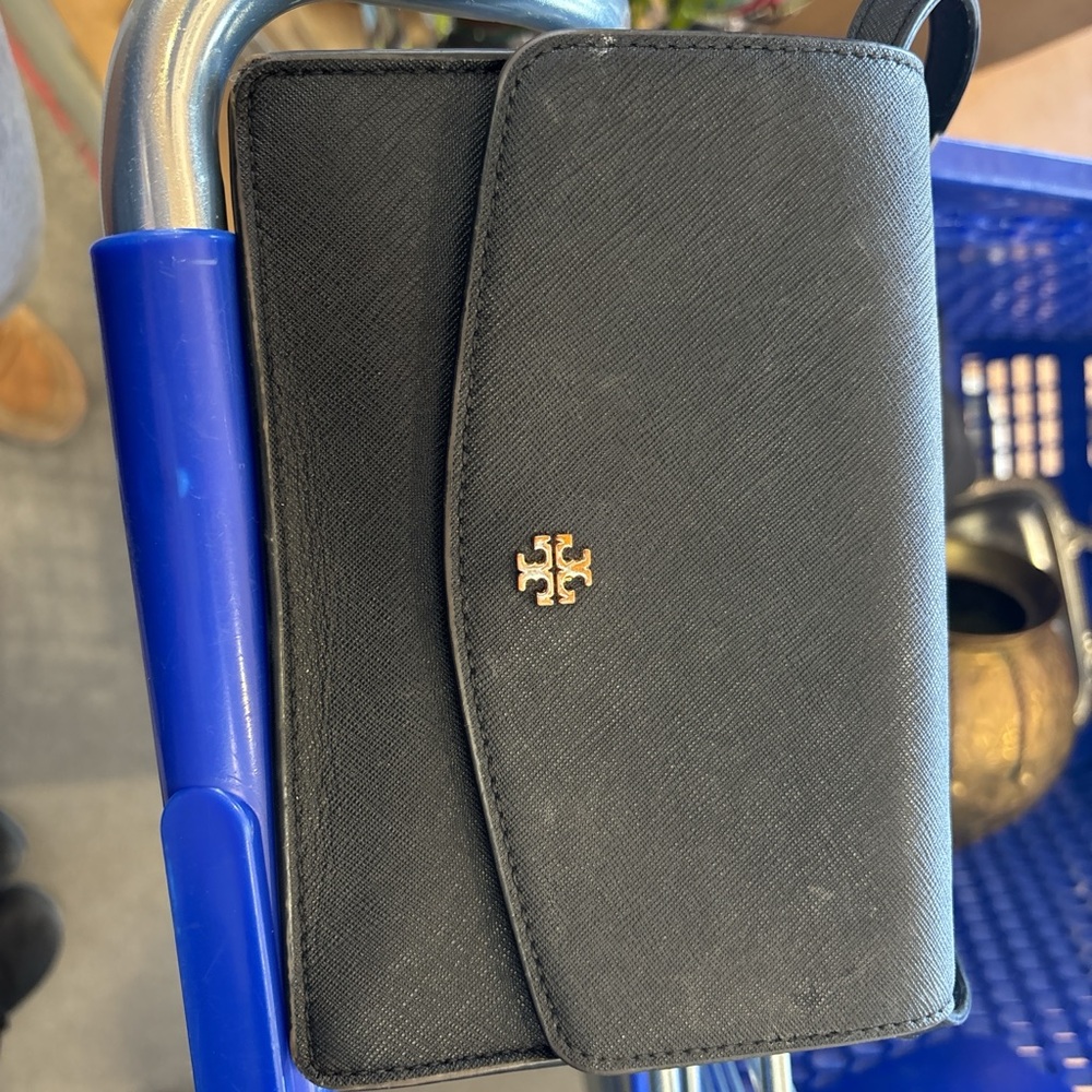 Tory Burch Black Mini Crossbody with Gold Logo